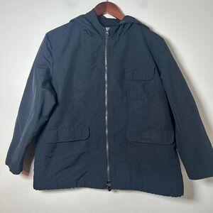 VINTAGE GAP Women‎ Black Hooded Zip Up Jacket Lightweight Parka Size L